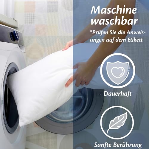 Flowen Kopfkissen 48x74 cm Kissen für Bett 48 x 74 2er Set Bettkissen Hypoallergene Anti-Milben Weiche Kissenfüllung mit Weicher Gesteppter Kopfkissenbezug 100% Polyester Schlafkissen