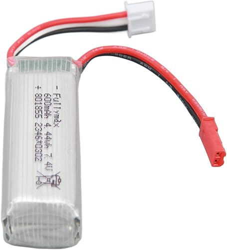 Miniatura 8 de Batería de litio de avión RC, enchufe de descarga JST, 7.4 V 600 mAh, 2 baterías de avión RC de gran capacidad para aviones WLtoys XK RC