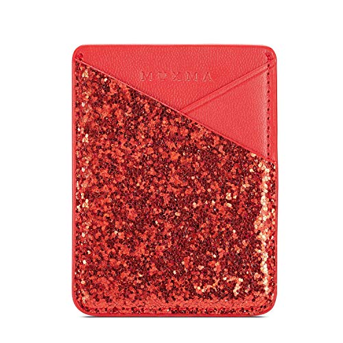 Arlgseln Cell Phone Card Holder,3M Adhesive Purse Glitter ID Credit Card Slot Wallet Pocket Sleeve Stick on Smartphone/Tablets for iPhone,Android,Samsung Galaxy