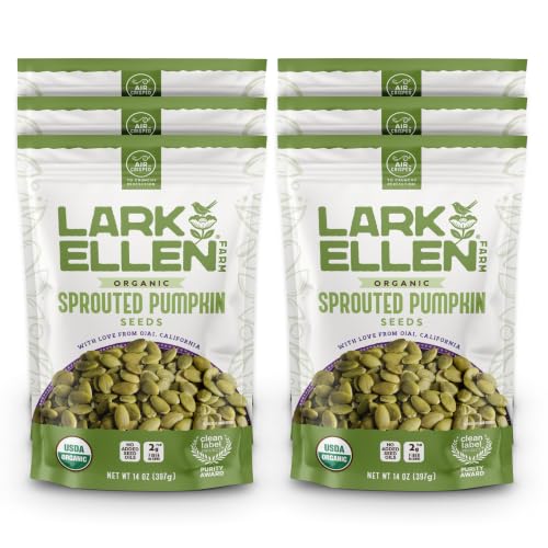 Lark Ellen Farm Organic Sprouted Pumpkin Seeds, Unsalted, 14 oz (6-Pack)