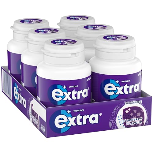 Extra Blueberry Flavour Sugarfree Chewing Gum Bottle 6 x 46 Pieces