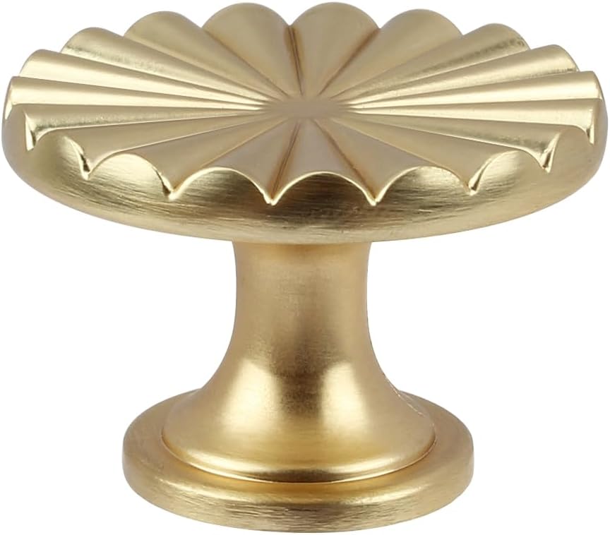 8 Pack 1-1/3 inch Gold Cabinet Knobs Cupboard knobs Drawer Pulls Zinc Alloy Dresser Drawer Knobs for Kitchen, Bedroom, Bathroom or Living Room