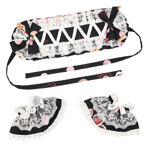 Serre-tête japonais en dentelle noire pour costume d'anime et fête