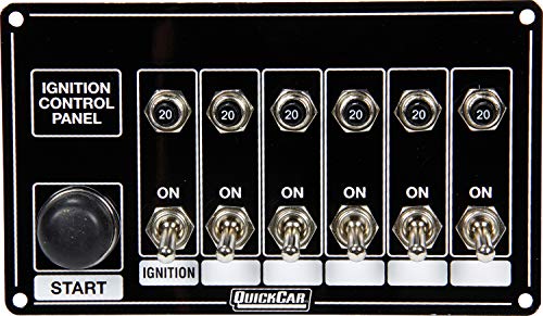 Image of QuickCar Racing Products 50-868 Panel, Dash Mount, 6-7 /8 x 4 in, 6 Toggle / 1 Momentary Button, Black