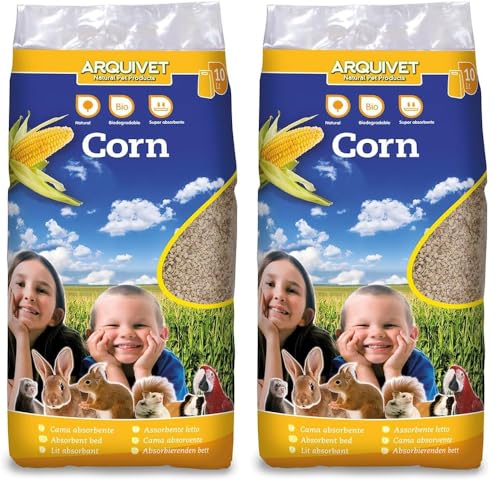 ARQUIVET Corn, Lit de maïs, 10 L, lit hygiénique de maïs moulu pour Les Petits Animaux de Compagnie, Absorber Les liquides et Les Mauvaises odeurs, lit hygiénique pour Les rongeurs, Lapins, Hamsters