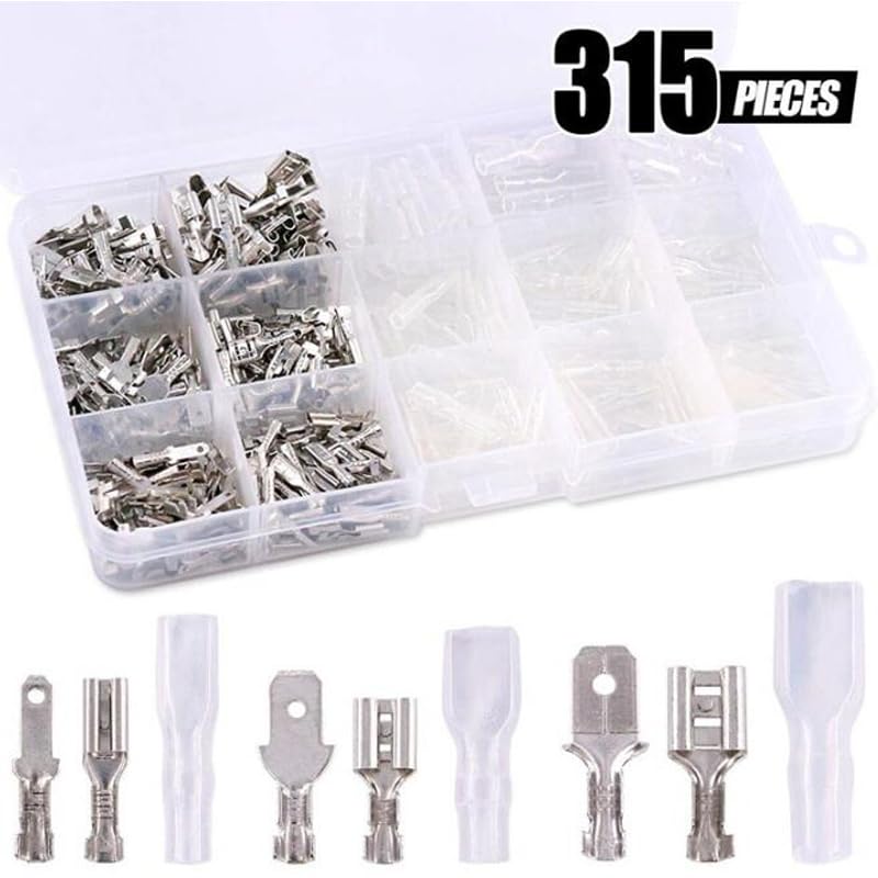 Lot de 315 connecteurs isolés mâles femelles 2,8/4,8/6,3 mm pour fils électriques