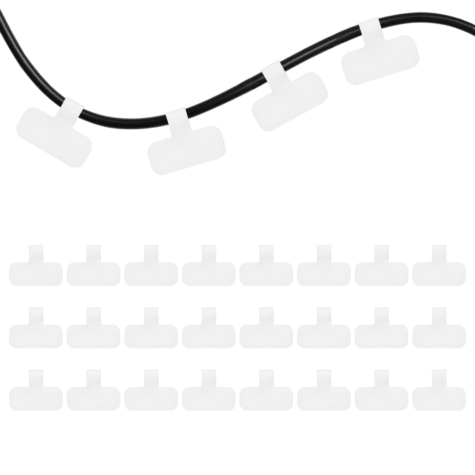 PATIKIL 24Pcs Cable Labels Tags, Reusable 60MM Write on Wire Tags Cord Labels Hook Loop Rectangle Cable Ties for Electronics Organize Wire Classify Identification Management, White