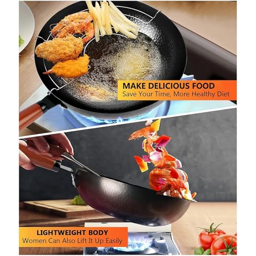 Wok Pan de acero carbono 32 cm sin recubrimiento químico miniatura 7