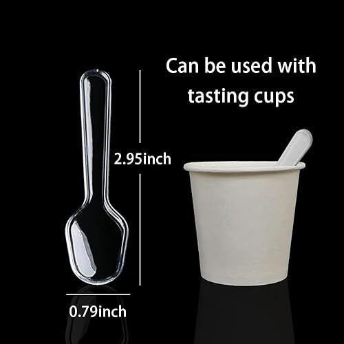 Miniatura 2 de 1000 mini cucharas de degustación de plástico transparente para gelatina, yogur, helado y postres, 2.95 x 0.79 pulgadas
