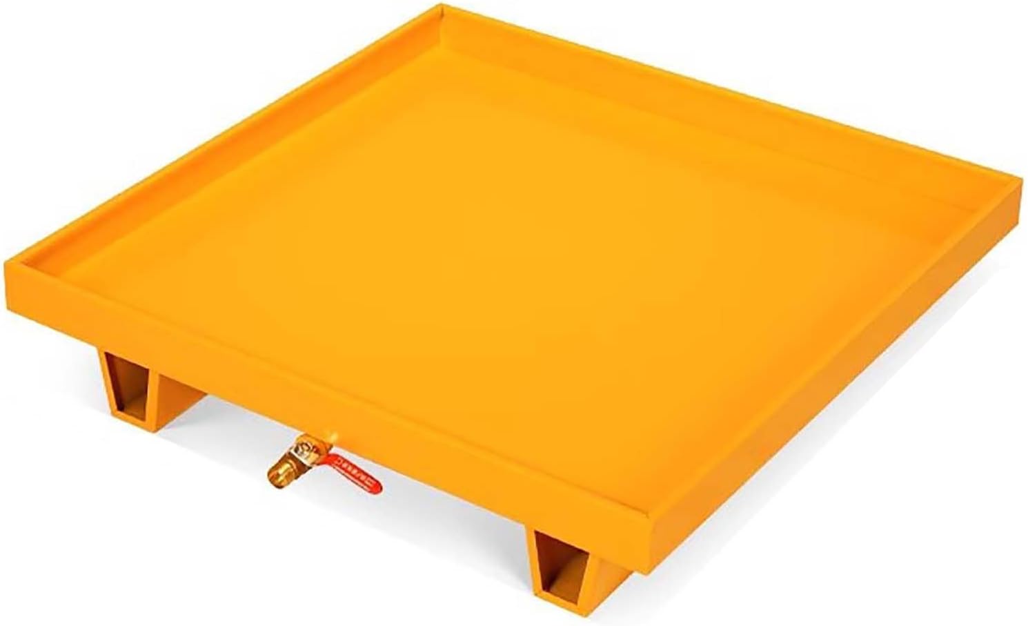 Large Spill Containment Pallet with Drain - Leak Proof Oil Drum Storage Platform for Industrial Warehouses, Factories, and Garages (125x65x15cm/49.2x25.6x5.9in)