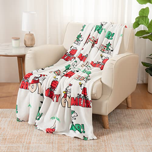 Image of Berkshire Blanket Peanuts VelvetLoft Cute Character Snoopy Plush Throw Blanket,Peanuts Snowy Scene,Throw 55 in x 70 in (Official Peanuts Product)