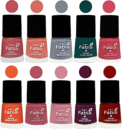 Image of ALL IN ONE (PACK OF 10), Long Lasting Glossy Nail Polish, 6 ml Each, All Vibrant Colours,02011