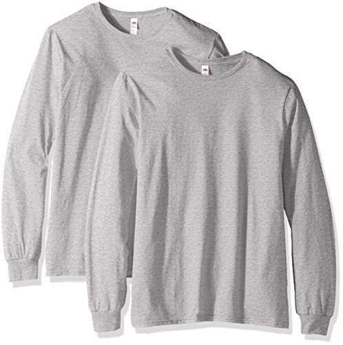 Fruit of the Loom Men's Long Sleeve T-Shirt (2 Pack), Athletic Heather, X-Large