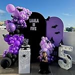 Purple Black Balloons, 12 Inch Dark Purple Light Balloons with Metallic Purple Confetti Latex Balloon Set for Girls Women Halloween Birthday Bridal Shower Wedding Party Decorations Is-02 - Image 3