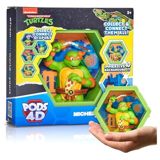 WOW! PODS - Figurine 4D Tortues Ninja Michel-Ange, Figurine Unique à Collectionner à tête branlante Qui éclate de Leur Monde dans Le vôtre, Mur ou étagère, série 1 n° 432