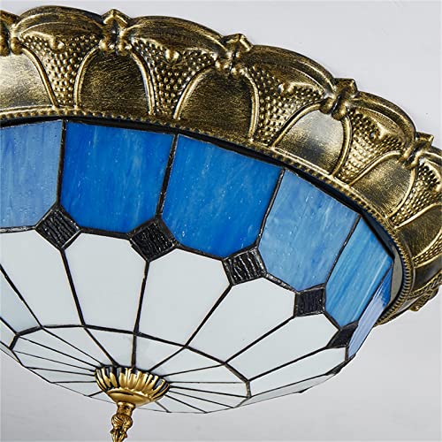 Plafonnier LED bleu en dôme de verre teinté avec intensité variable - 6