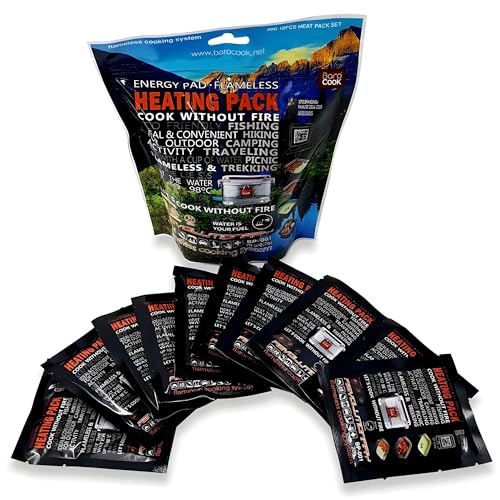 Barocook Flameless Heating Packs (10 Pack) – Water Activated Food Warmer, Portable Food Warmer for Camping, Hiking, Travel & Emergency – Model BP-001 (20g), Model BP-003 (80g)