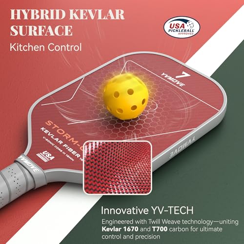 Image of USAPA Approved 6-Layer Construction T700 Carbon Fiber Pickleball Paddle, 16mm Thermoformed Pickleball Racket with High Spin & Extended Grip, Professional Pickleball Paddle for Control and Power