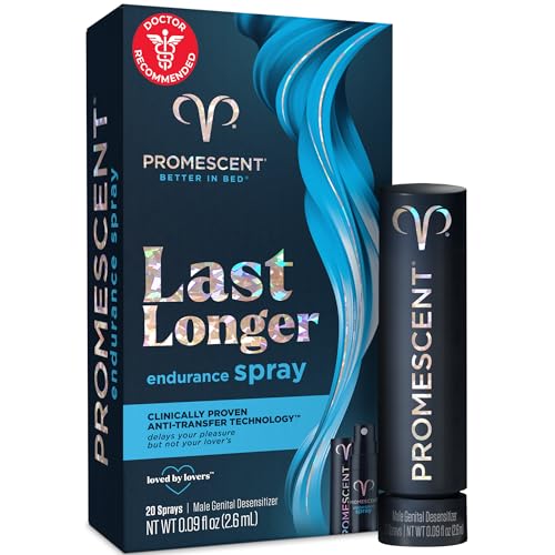 promescent desensitizing delay spray for men clinically proven to help you last longer in bed - better maximized sensation  prolong climax for him 26 ml