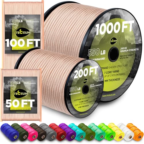 49% Off TECEUM 5/32" Paracord Rope - 50ft to 1000ft