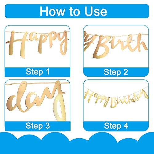 Vengaby Happy Birthday Banner Sign And 165Pcs Shiny Star Party Banners Kit Party Supplies Decorations Birthday Garland Bunting Banner For Birthday Party Home Classroom Favor Supplies（Gold） #TOP3