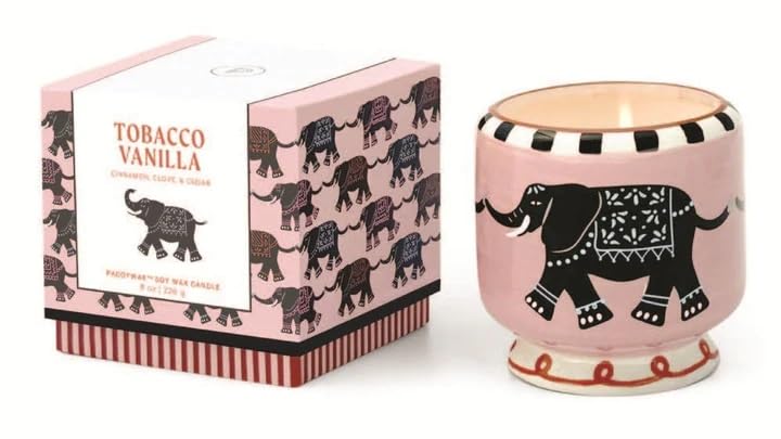 Paddywax Adopo Range - Candela in ceramica alla vaniglia, tabacco