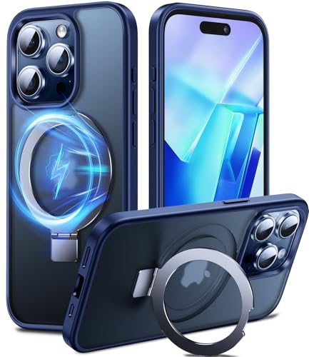 Coque iPhone 15 Pro MagSafe Chicfun avec support anneau bleu - 4