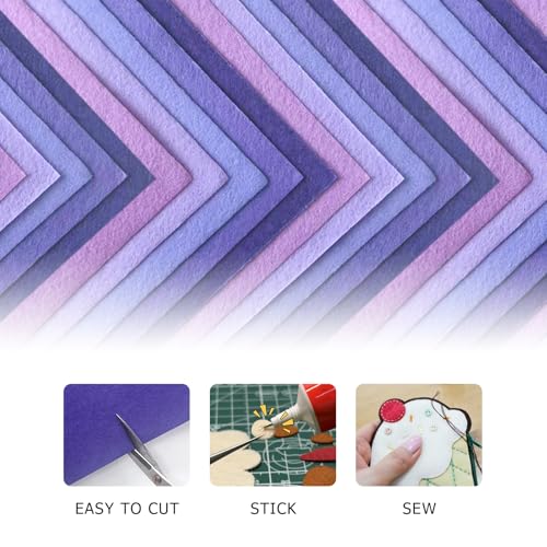 Image of 30Pcs Stiff Felt Sheets, 1mm Thick Felt Fabric Squares for Sewing & DIY | 5 Shades Of Purple Colors Craft Felt, Hard Felt, Thick Felt & Felt Paper for Patchwork, Home Decor & Handmade Projects