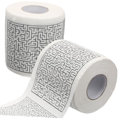 OFFIGAM 2ロール 迷路柄プリントトイレットペーパー バスルーム用ナプキン 衛生紙 肌に優しい木材パルプ 多機能ティッシュペーパー