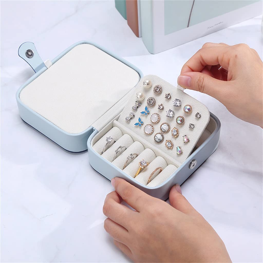 Joyero pequeño y práctico para guardar anillos, pendientes, joyero, viajes, joyero portátil (D 12 x 10 x 6 cm) (D 12 x 10 x 6 cm)