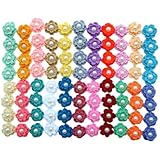 ICRAFY Brand 50 Pcs. Assorted Crochet Flower Pearl Fabric Satin Craft Sewing Appliques DIY Diameter 20 mm.