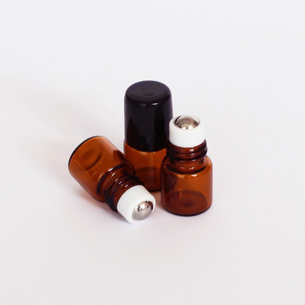 Set 3 Flaconi Con Rullo In Vetro Ambrato 30ml Per Oli Essenziali E Profumi – Vuoti, Ricaricabili, Con Sfera In Acciaio Inox, Per Viaggio - 2
