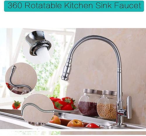 Robinet de cuisine rotatif à 360° design minimaliste finitions chromées