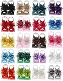 Toptim Baby Girl's Barefoot Sandals Solid Flower for Newborn Infants Toddlers (Pairs 20)
