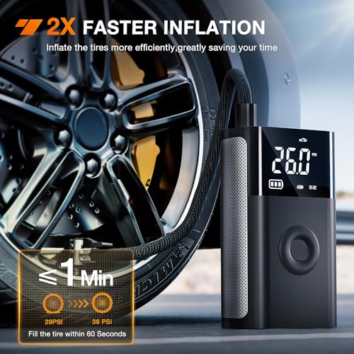 Image of Nilight Tire Inflator Portable Air Compressor Battery Rechargeable 12VDC 150PSI Cordless Auto Shutoff w /Digital Pressure Gauge 2X Faster Inflation Pump for Car Motorcycle ATV UTV Bike