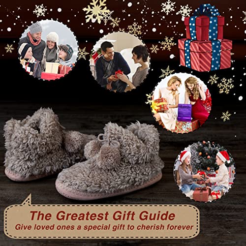 Image of cosyone1997 Cable Knit Slipper Socks for Women Non Slip Soft Sole | Fuzzy sherpa lining, gripper dots, flexible bootie coverage and machine washable care for warm, comfortable indoor wear