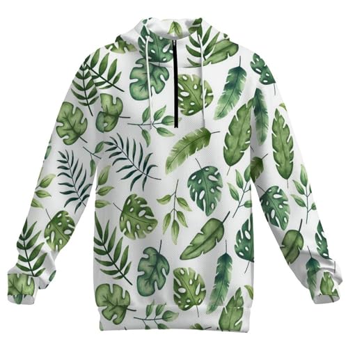 Leaf Print Fall Men's Casual Long Sleeve Hooded Zip Up Pullover Sweatshirt4