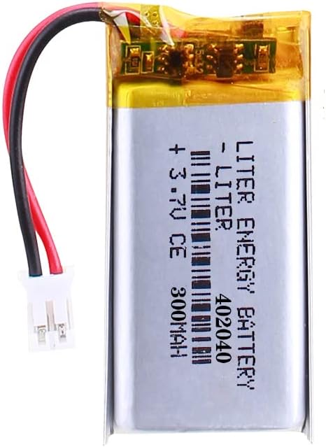 Liter 3.7V 300mAh 402040 Lipo Batería recargable de iones de polímero de litio con conector JST 0.079 in