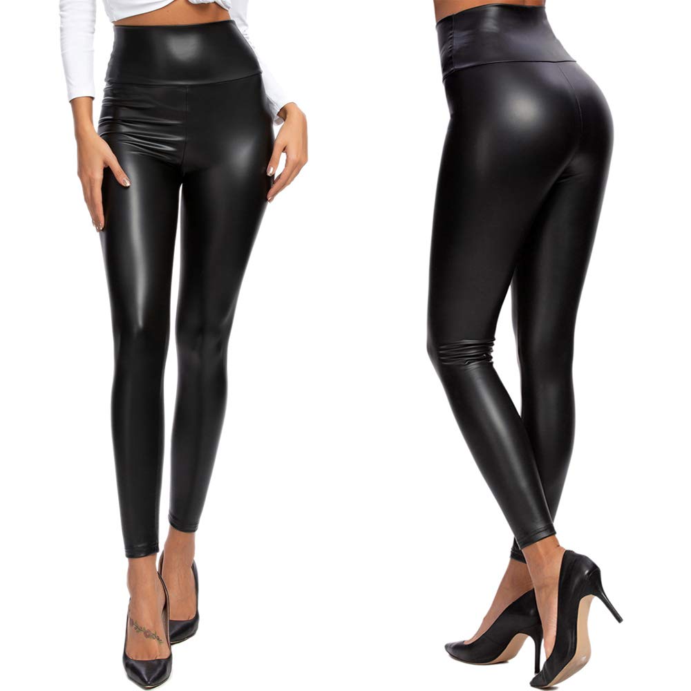 heekpek Leggings in Pelle Donna Ecopelle a Vita Alta Leggins in Pelle Termici Pantaloni Nero Skinny in Ecopelle Leggings Sexy Elastico Aderenti Pantaloni PU