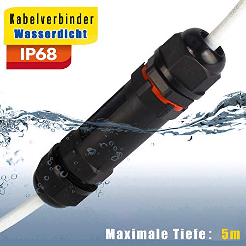 Kabelverbinder Wasserdicht IP68 3-Polig für Ø1-13 mm Kabeldurchmesser, 3 Stück Verteilerdose Außen Erdkabel Abzweigdose Garten Kabelmuffe Verbindungsmuffe Verbindungsbox, aus Nylon