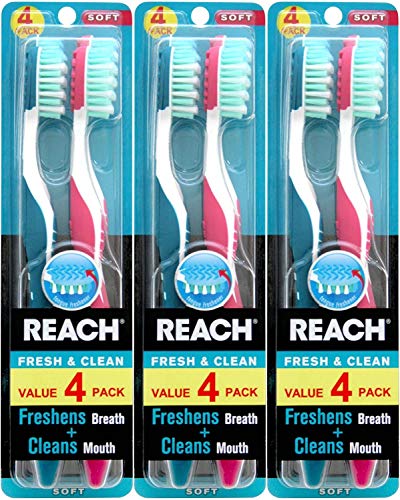 Reach Fresh and Clean Toothbrush, Soft, 4 Count (Pack of 3) Total 12 Toothbrushes
