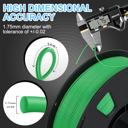 Image of LOVOON PLA 3D Printer Filament 1.75mm, Dimensional Accuracy + /- 0.02 mm, Neatly Wound 3D Printing Filament, Fit Most FDM Printer, 1KG Spool(2.2lbs), Green