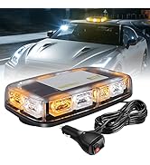 OPPBUY Amber White LED Roof top Strobe Lights 16 Flashing Modes Warning Flashing Emergency Harzar...