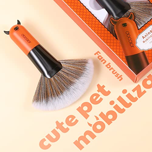 Docolor Fan Brush Professional Face Makeup Brush Highlighting Kabuki Premium Synthetic Hairs Cosmetic Tool, Red Bull Fan Brush #TOP1