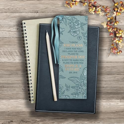 Image of Christian Art Gifts Faux Leather Scripture Bookmark: Jeremiah 29:11