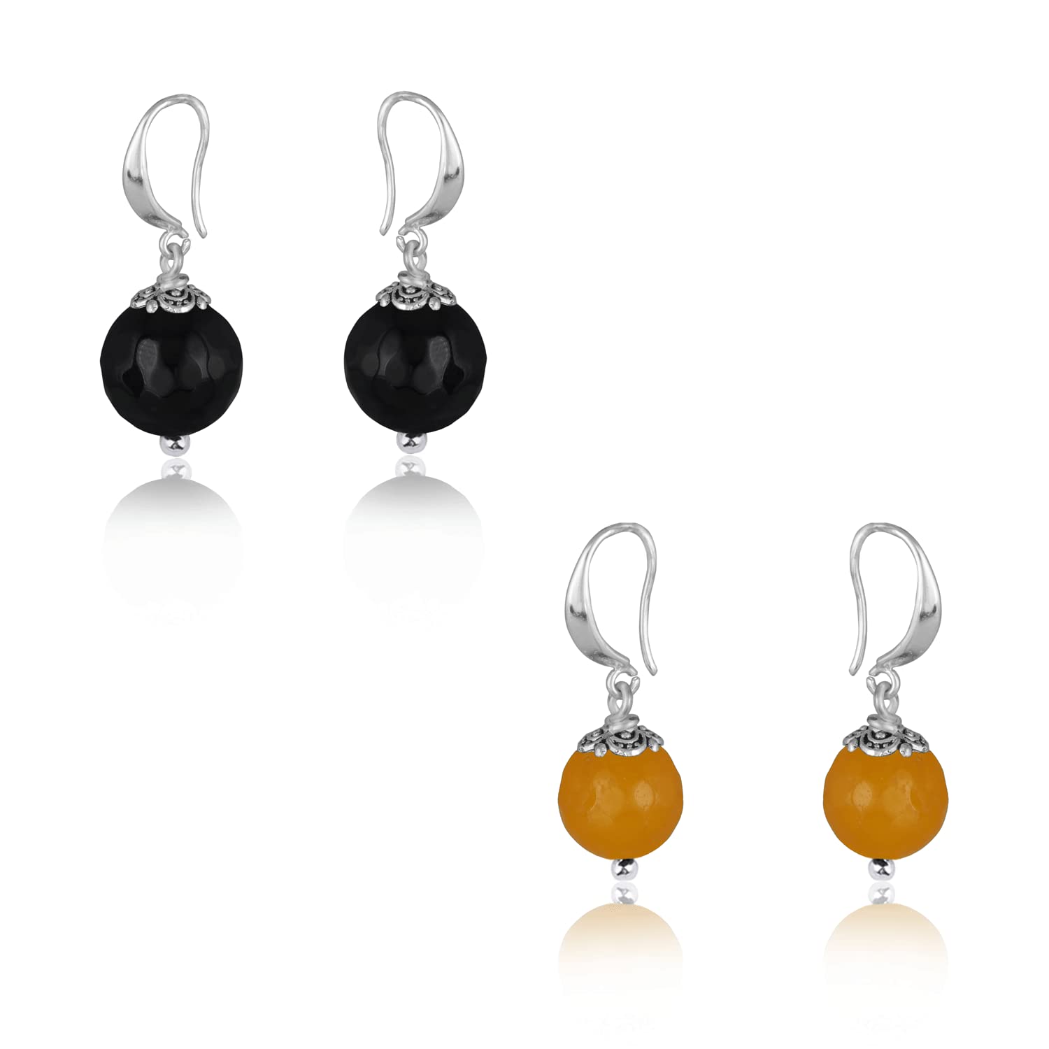 JFL - Jewellery for Less Combo of Semiprecious Reiki Gemstone Onyx Beaded 2 Pair Handcrafted Natural Round Multicolor Earrings for Women and Girls,Valentine (B0C3RJKYRM) Amazon Price History, Amazon Price Tracker