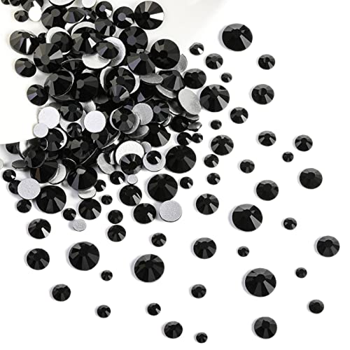 Image of Beadsland Rhinestones for Makeup,8 Sizes 2500pcs Black Flatback Rhinestones Face Gems for Nails Crafts with Tweezers and Wax Pencil,Black,SS4-SS30
