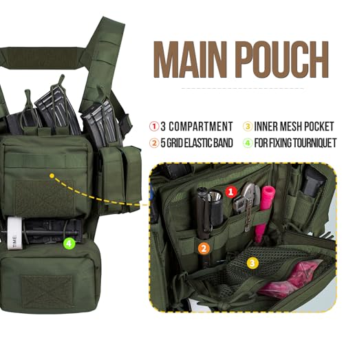 Image of VISMIX Tactical Chest Rig, Adjustable&Detachable Molle Chest Rigs with Mag Pouch