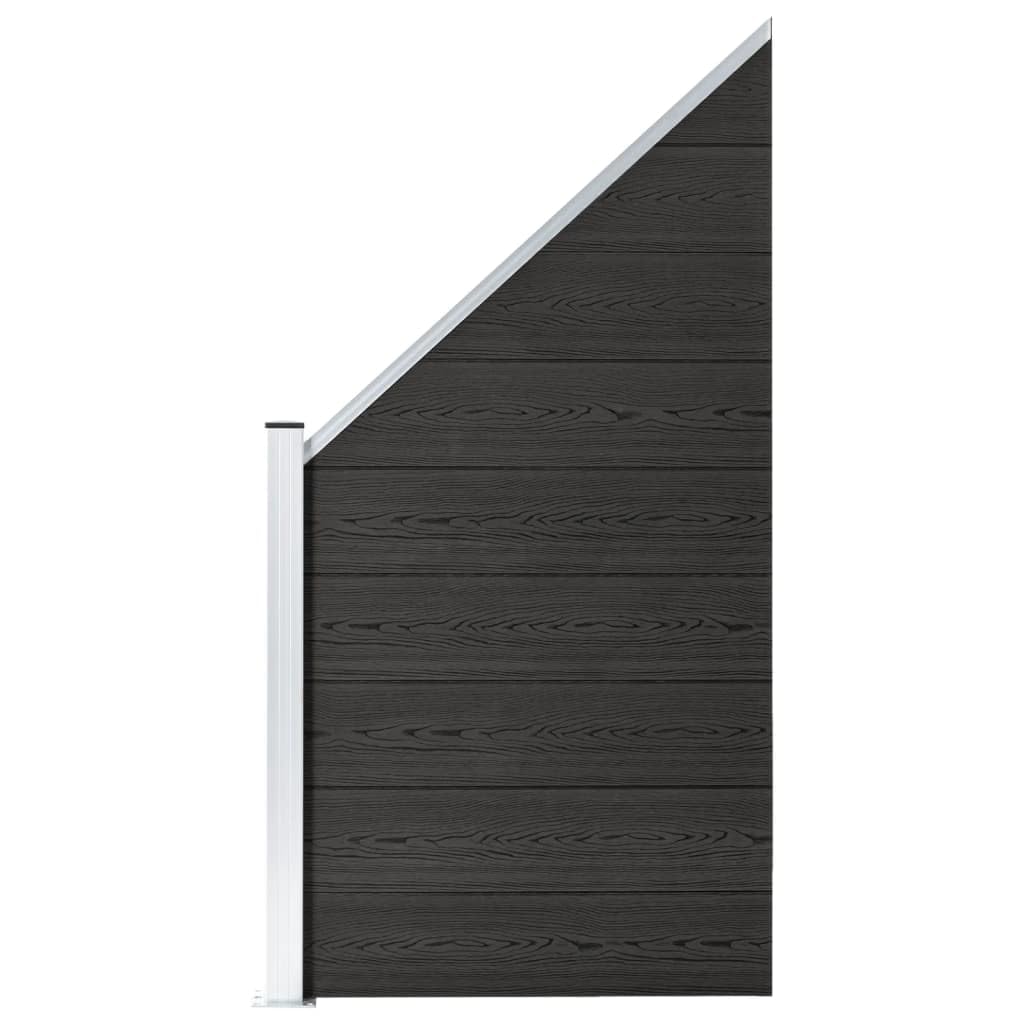Zaunelement WPC 95x(105-180) cm Grau Holz-Kunststoff-Verbundwerkstoff mit Aluminium-Pfosten Sichtschutz Gartenzaun Modularer Aufbau für Sicherheit und Privatsphäre