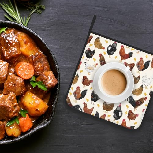 Rooster-Chicken-Farm-Pot-Holder-Set-of-2Heat-Resistant-Potholders-Oven-Hot-Pads-for-Kitchen-Cooking-Baking-BBQ Rooster Chicken Farm Pot Holder Set of 2Heat Resistant Potholders Oven Hot Pads for Kitchen Cooking Baking BBQ